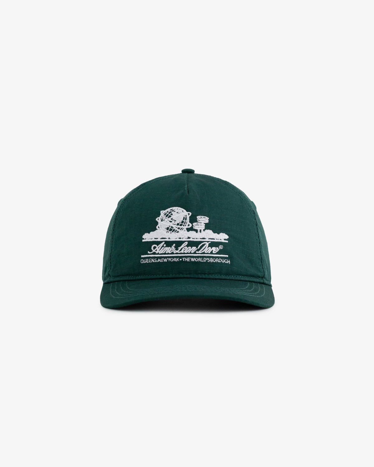 Unisphere Hat in dark green with white graphic and text on front, shown against a plain white background.