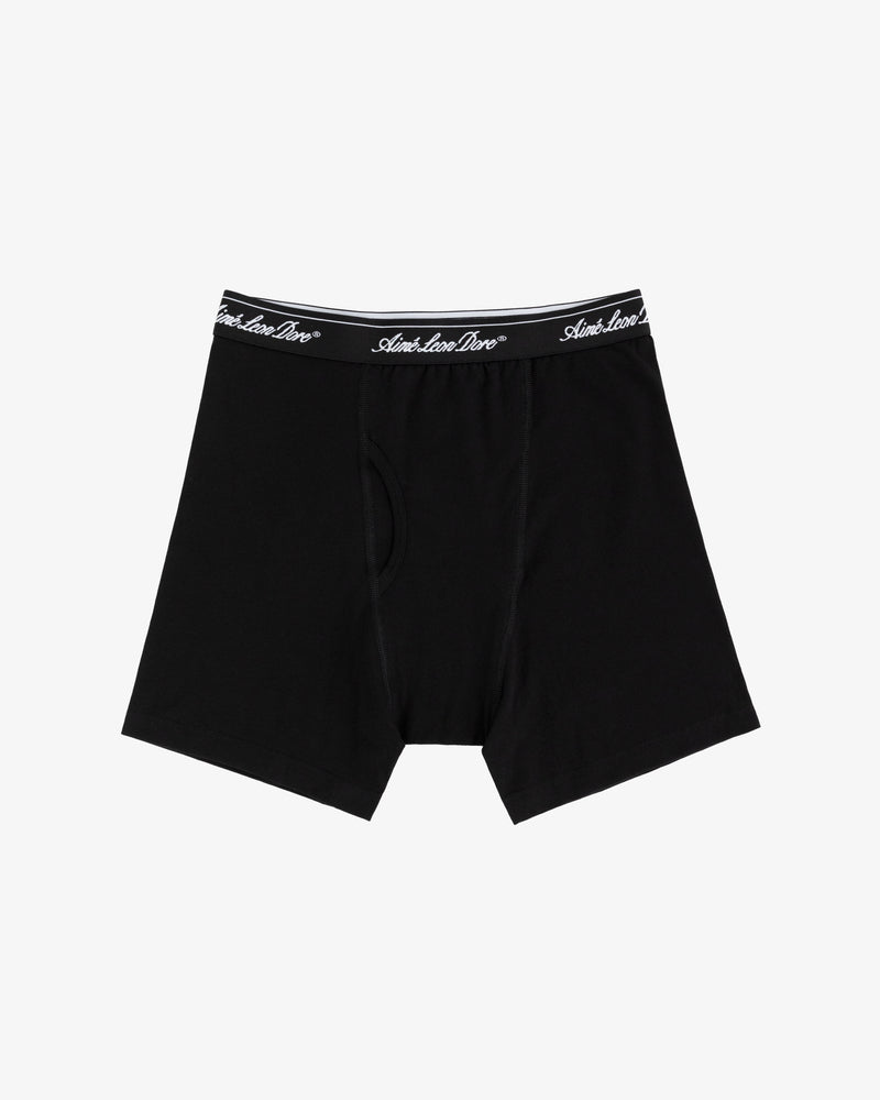 Boxer Brief 3-Pack for men in black with logo waistband, shown on a plain white background.