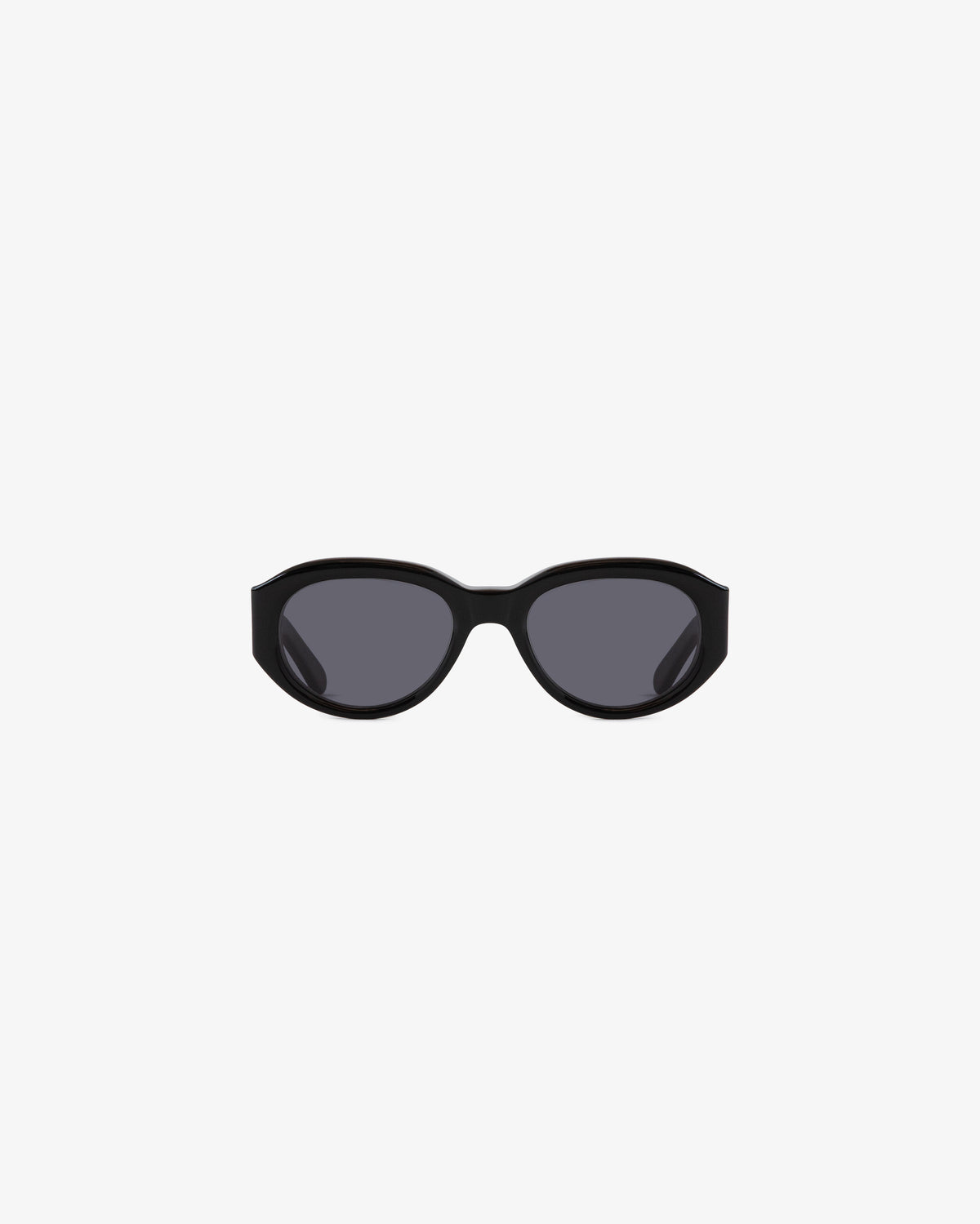 Jackie O Sunglasses—black ovals with dark lenses shown on a plain white background.