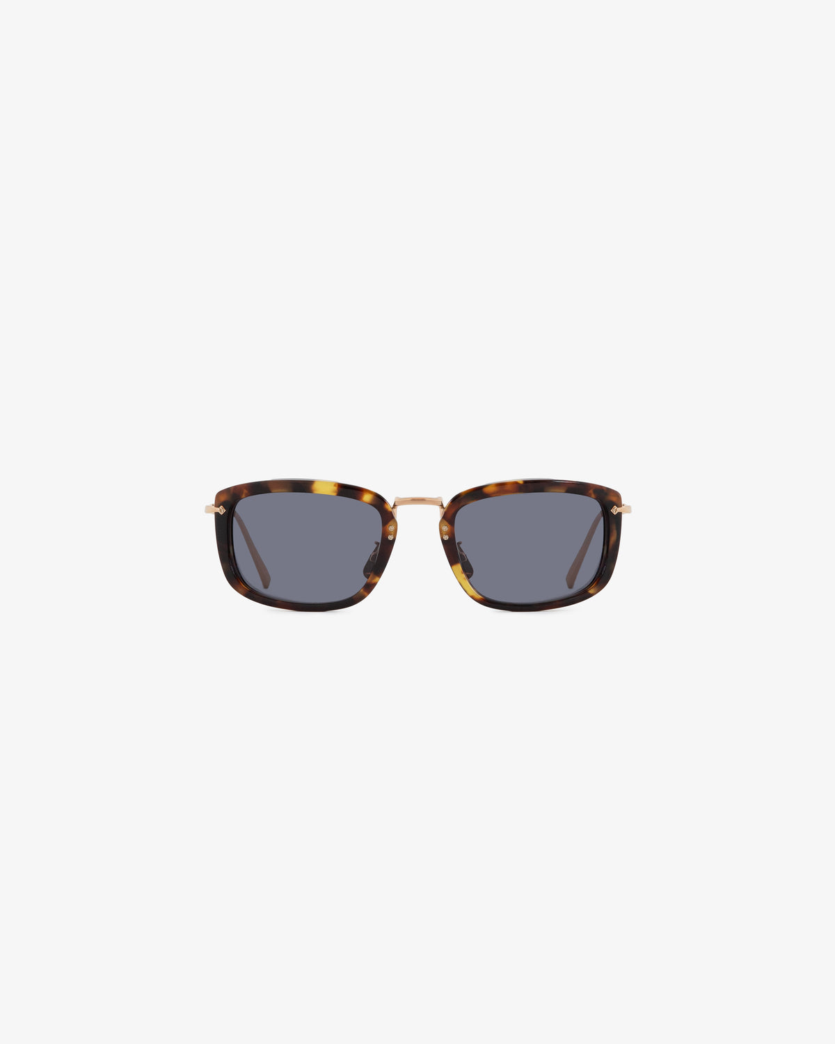 Ace Sunglasses: rectangular tortoiseshell frames, dark lenses, thin gold arms, on a plain white background.