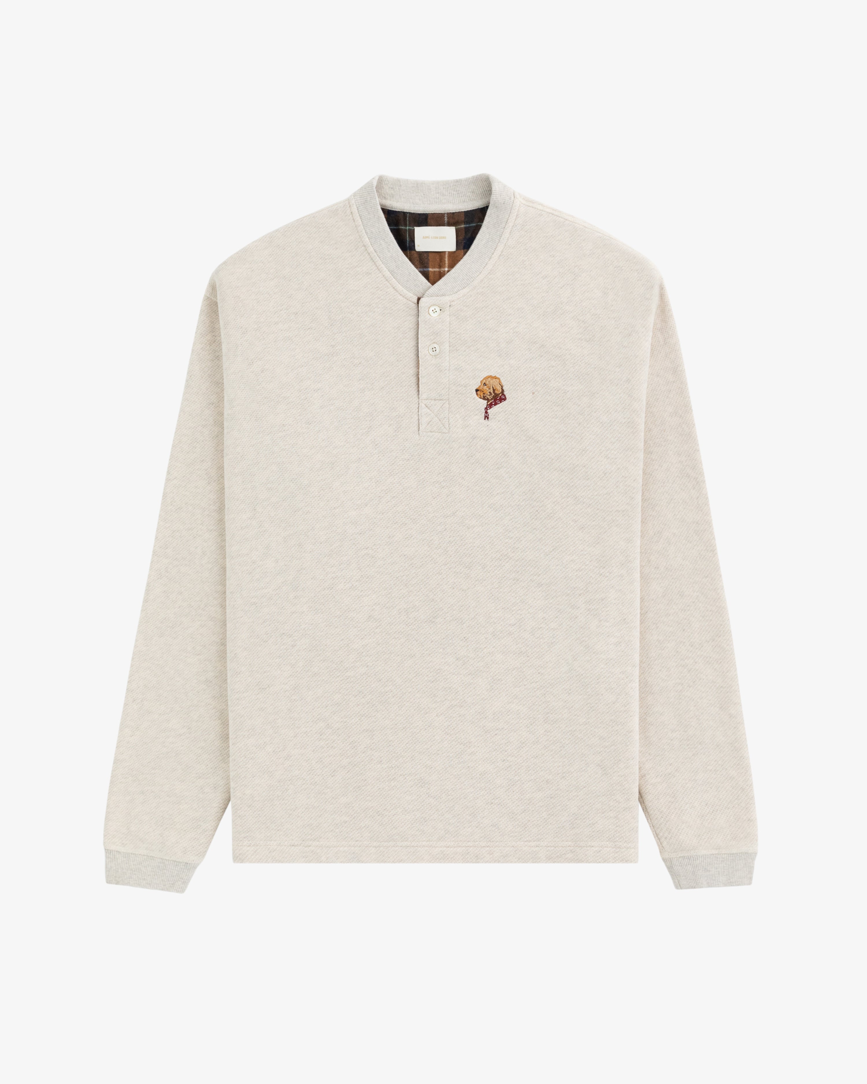 Embroidered Waffle Henley