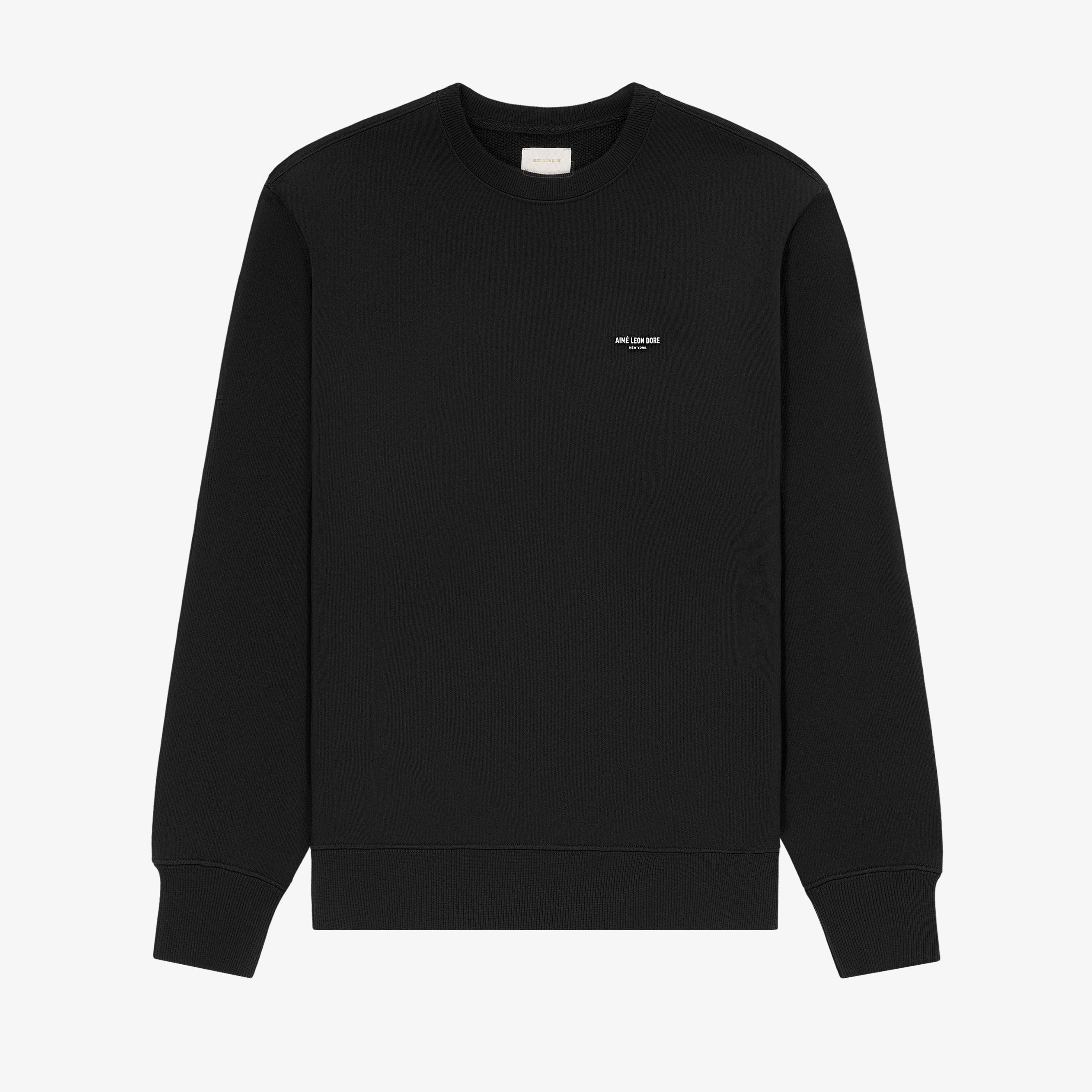 本日最終 Aimé Leon Doreブラック ロゴ刺繍トレーナー Monogram Crewneck Sweatshirt – Aimé Leon Dore