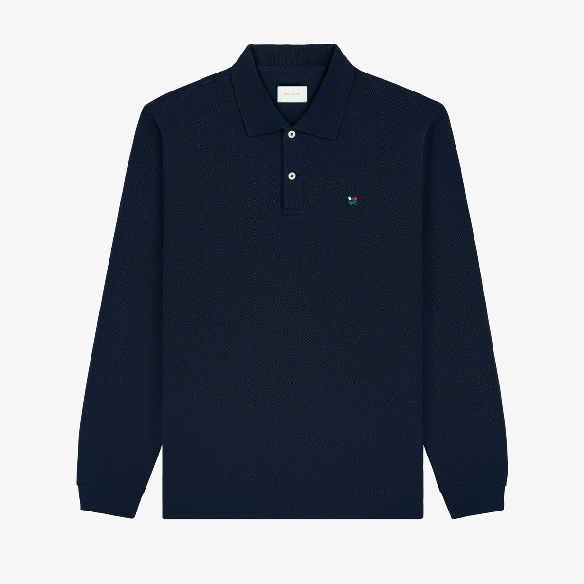 YAECA PARK｜24SS Long Sleeve Polo（Navy・L） Men's Long Sleeve Polo Shirt — Dress Blue | JAMES BARK