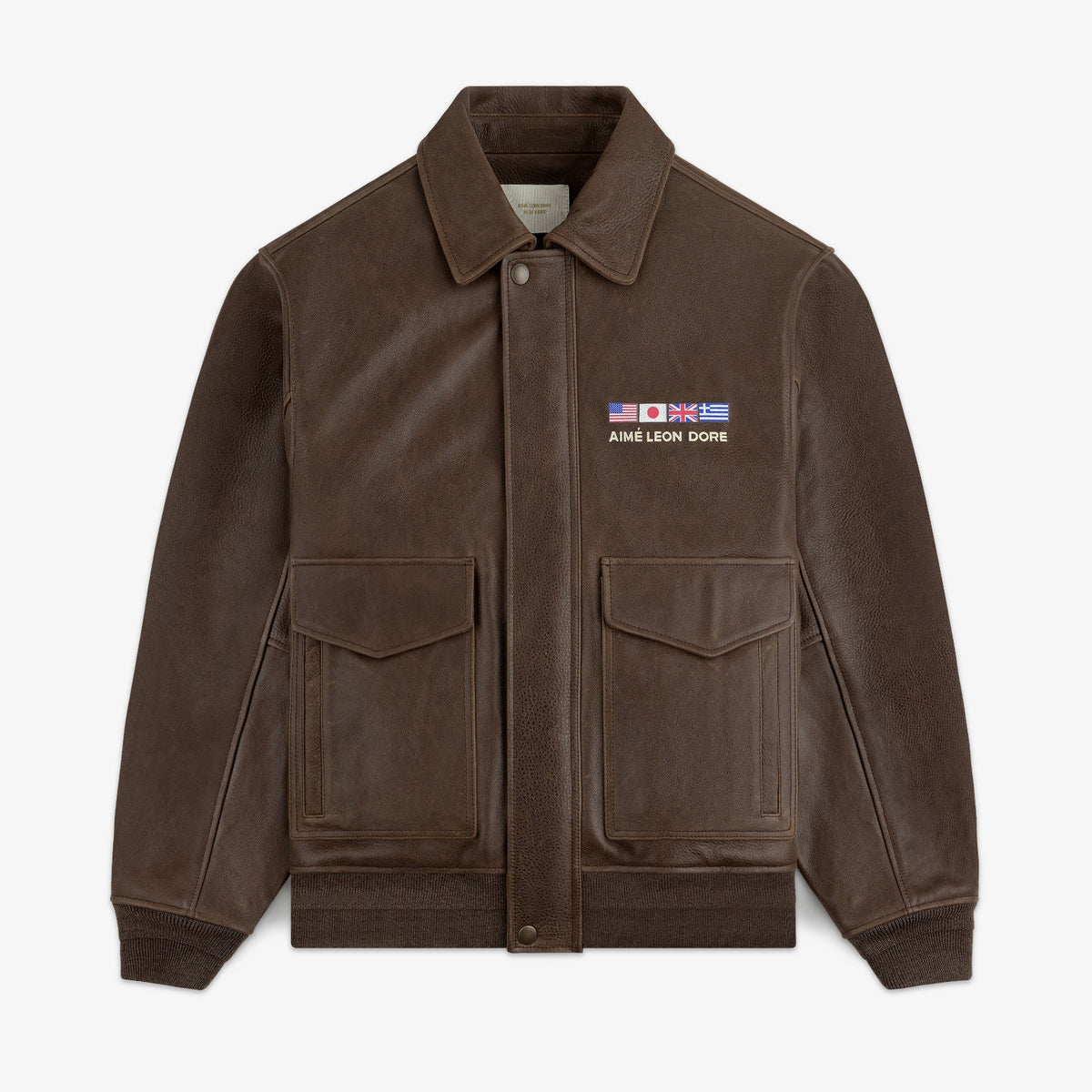 World's Borough Leather Flight Jacket – Aimé Leon Dore EU World's Borough Leather Flight Jacket – Aimé Leon Dore EU