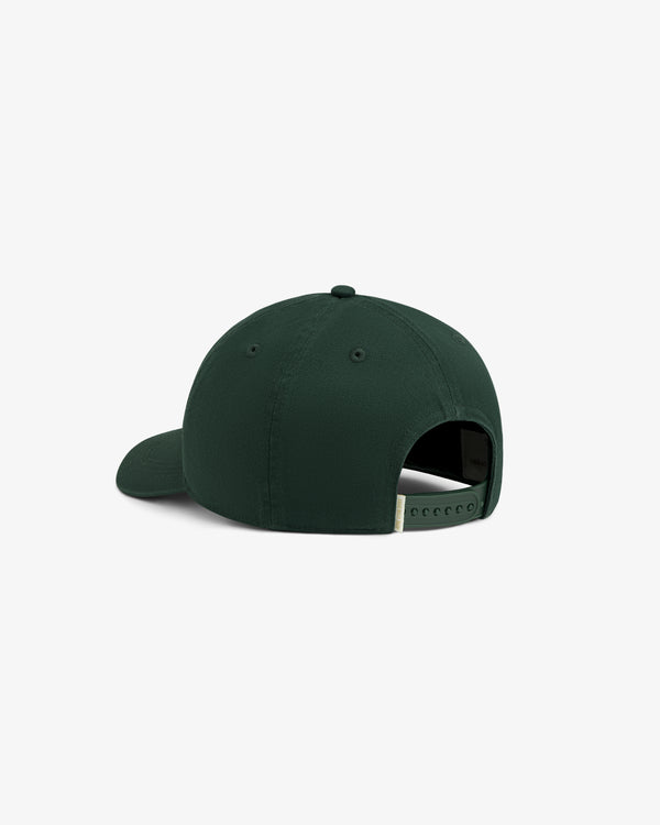 Café Leon Dore Logo Hat in dark green, shown from the back with a curved brim and adjustable snapback strap.