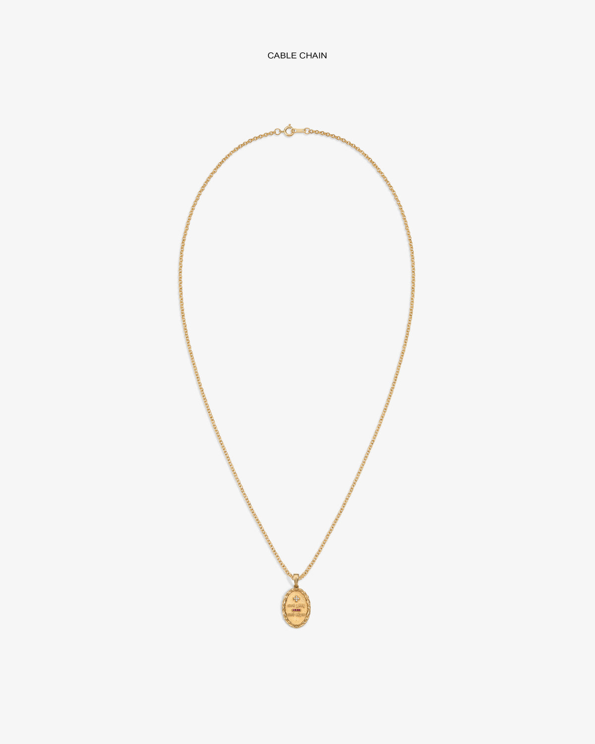 14Kt Gold Love Poem Pendant necklace with cable chain, shown on a plain white background.