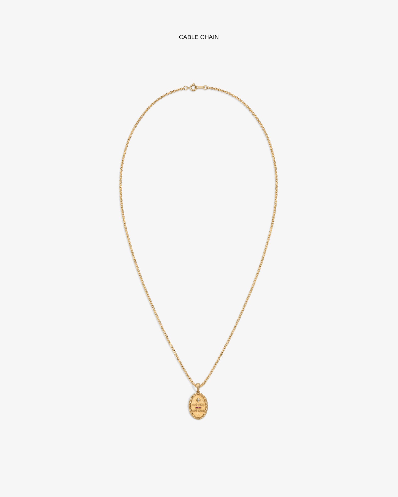 14Kt Gold Love Poem Pendant necklace with cable chain, shown on a plain white background.