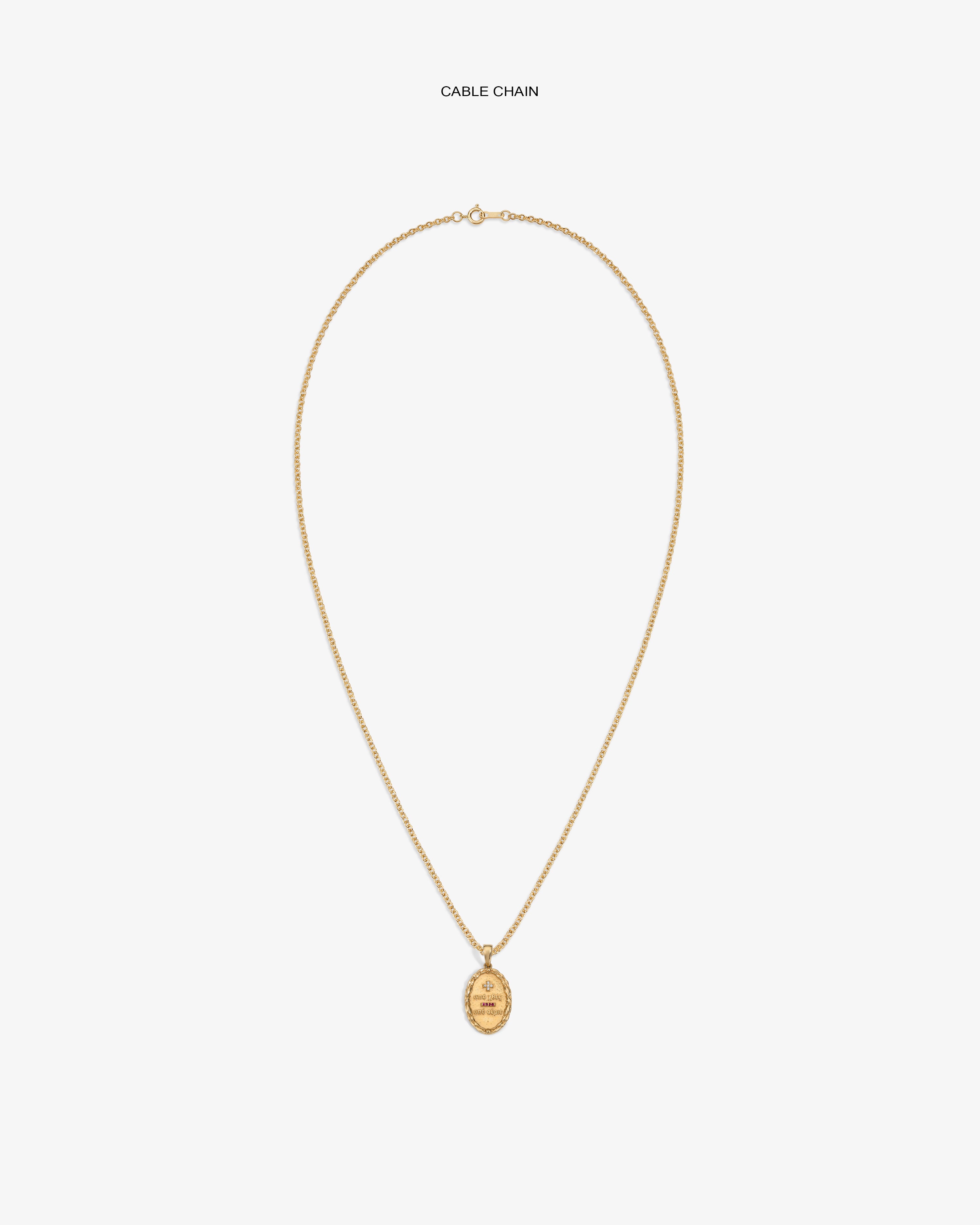 14Kt Gold Love Poem Pendant necklace with cable chain, shown on a plain white background.