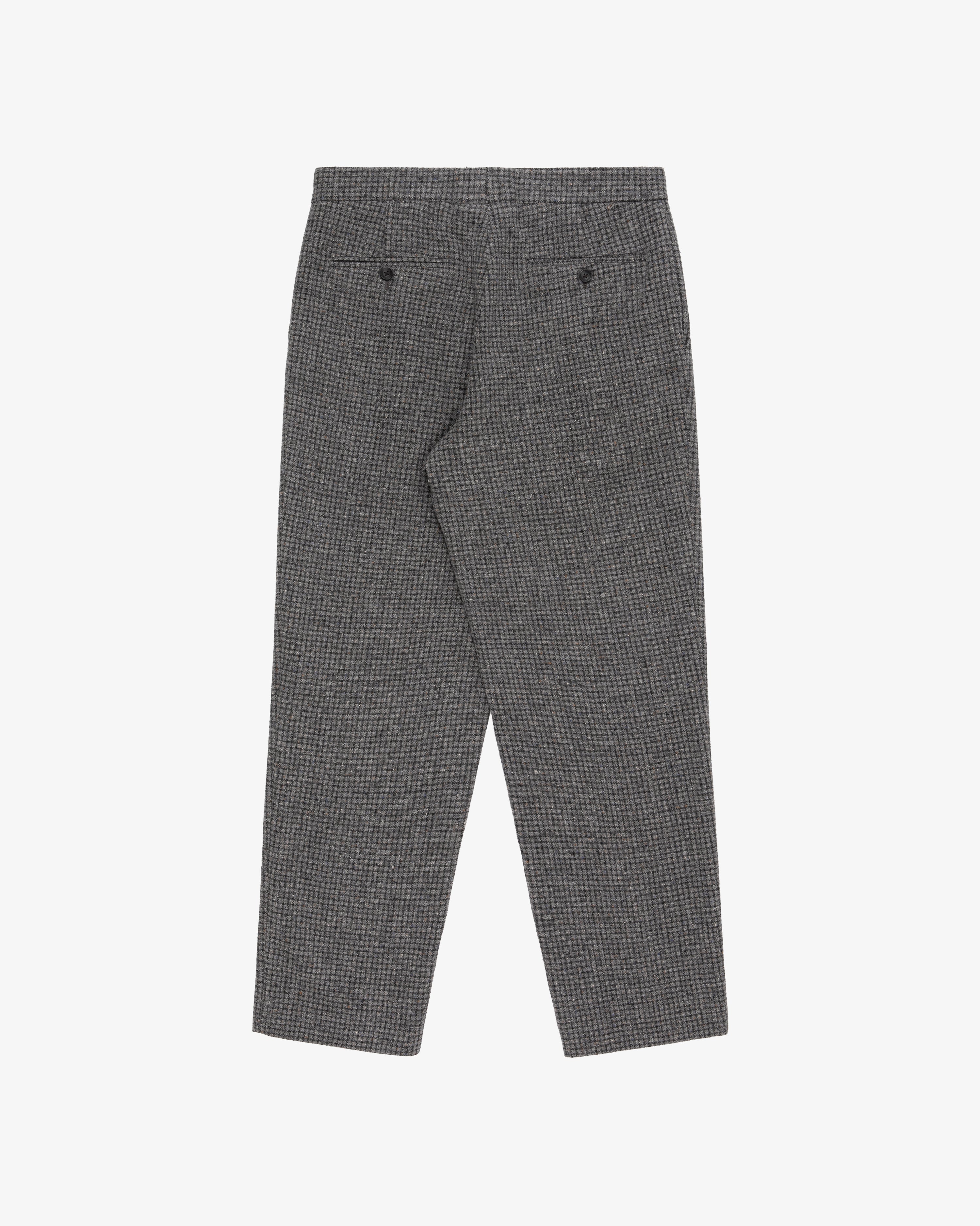 Single Pleated Check Wool Trouser