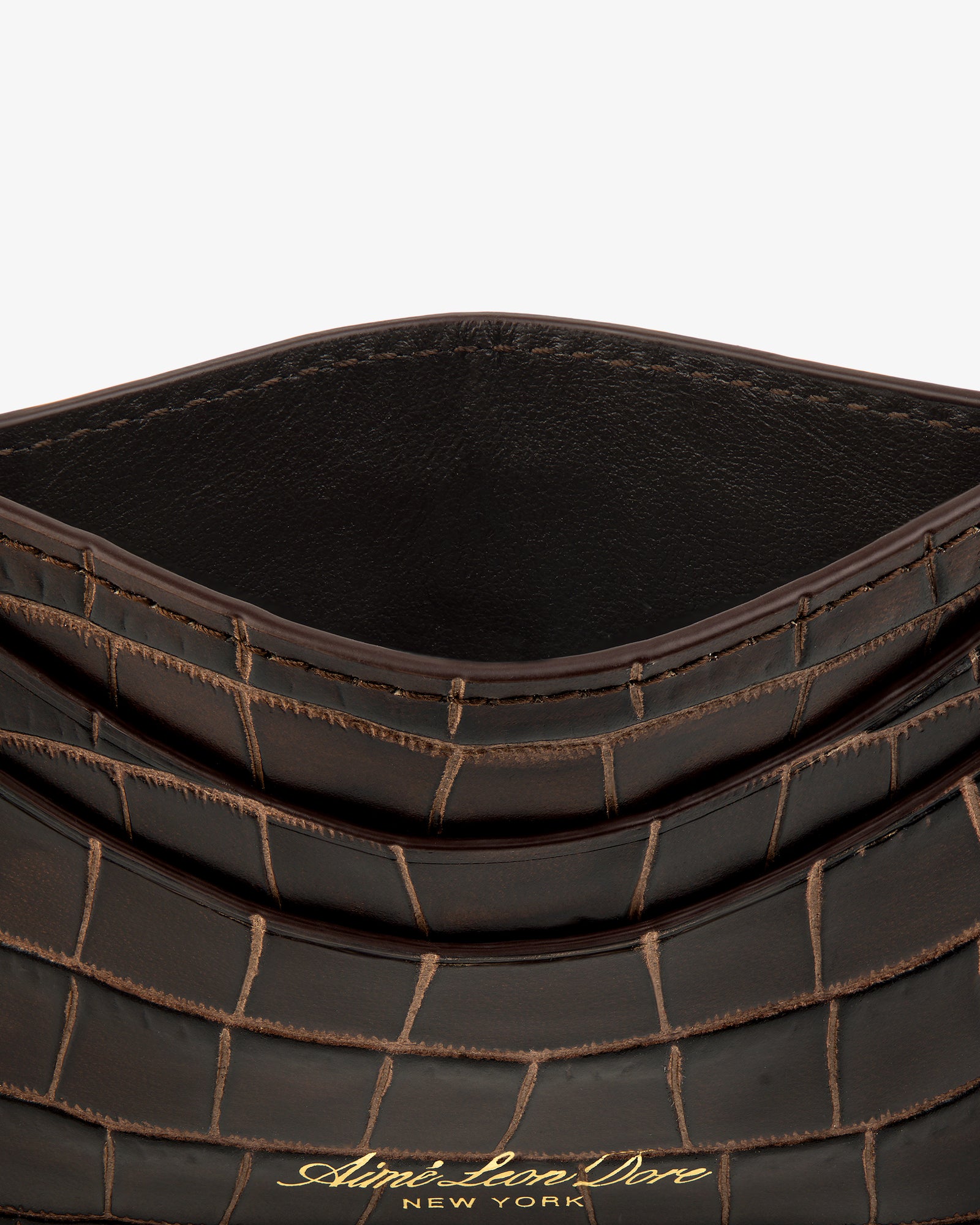 Croc-Embossed Leather Cardholder
