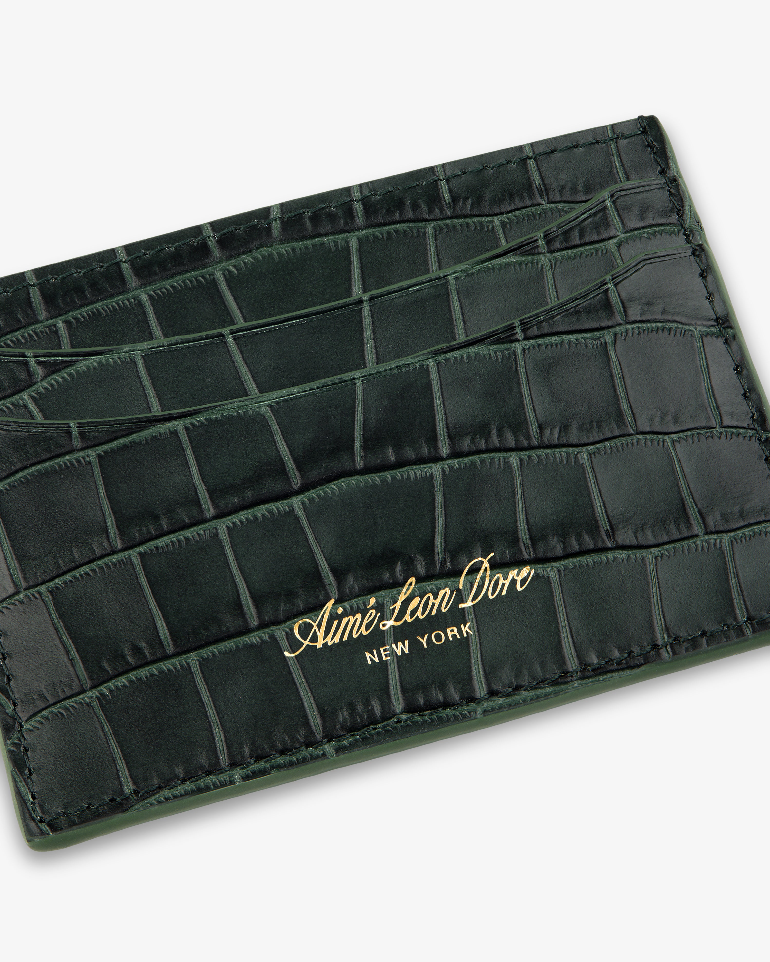 Croc-Embossed Leather Cardholder
