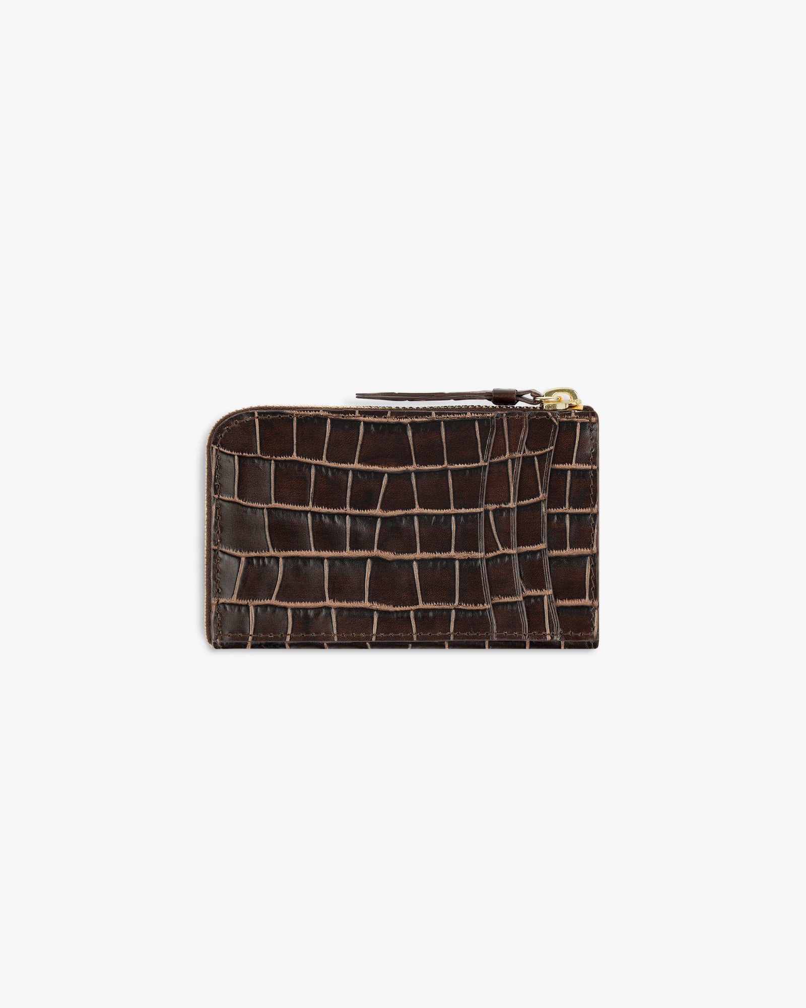 Croc-Embossed Leather Zip Cardholder