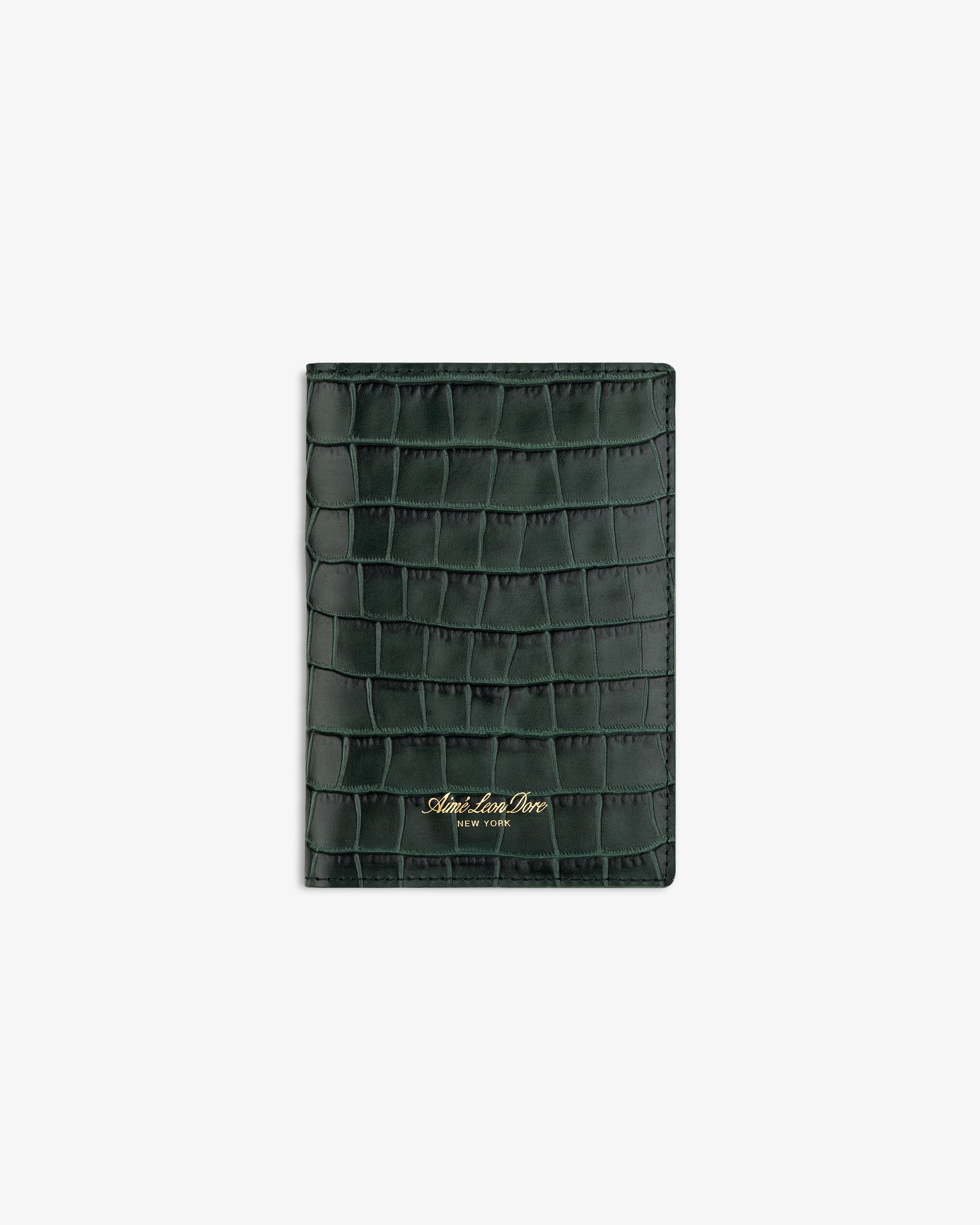 Croc-Embossed Leather Passport Holder