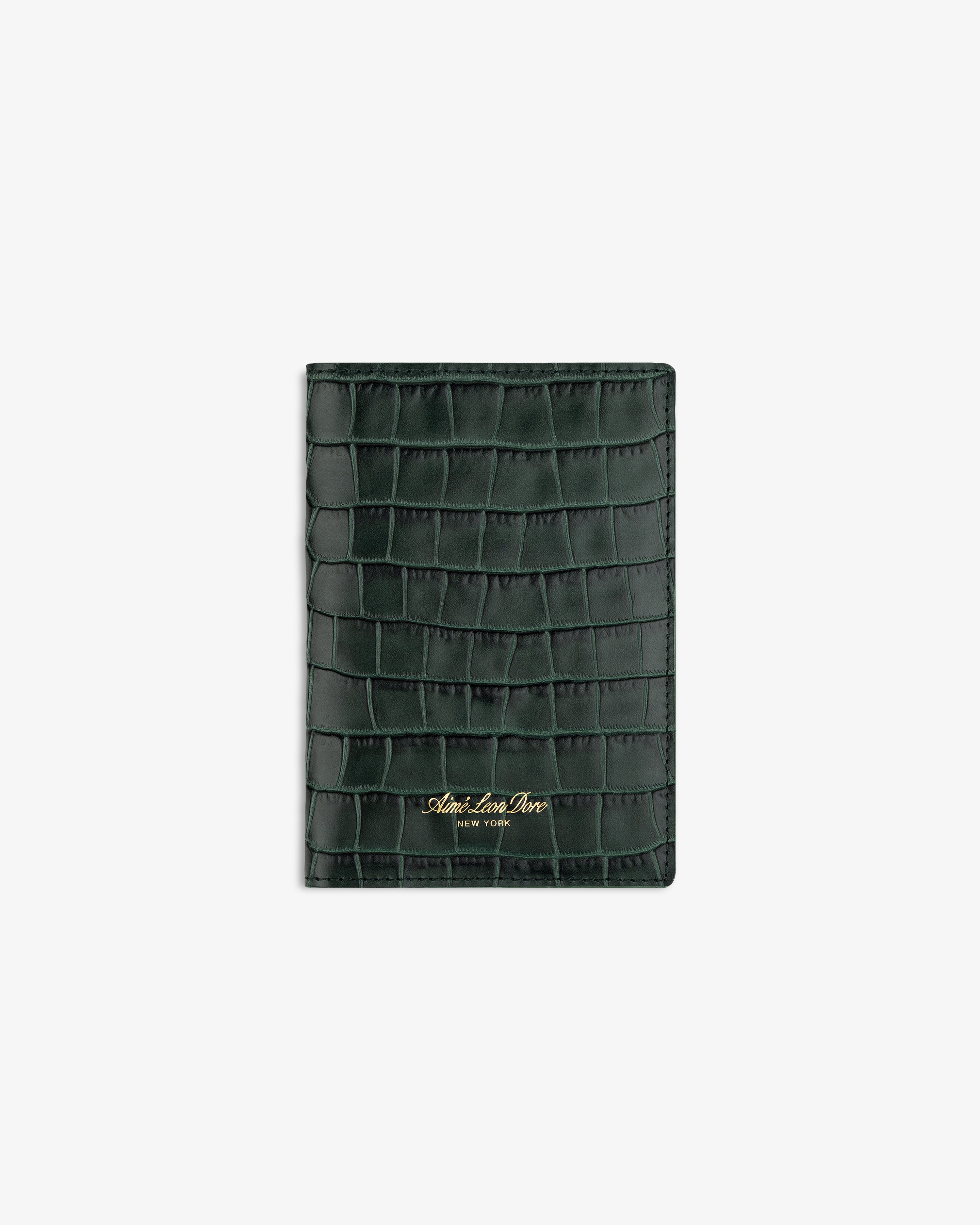 Croc-Embossed Leather Passport Holder