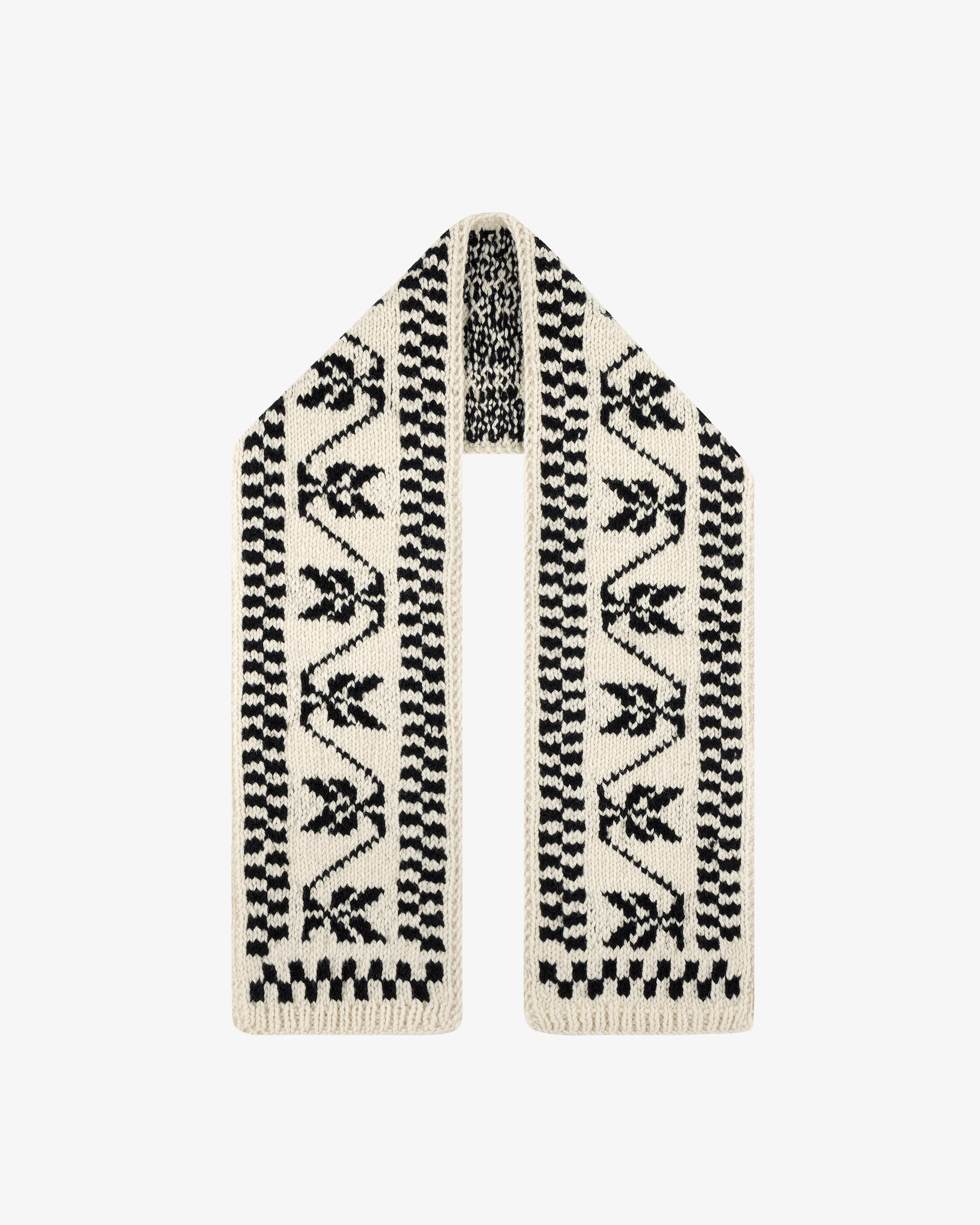 Hand Knit Jacquard Wool Scarf