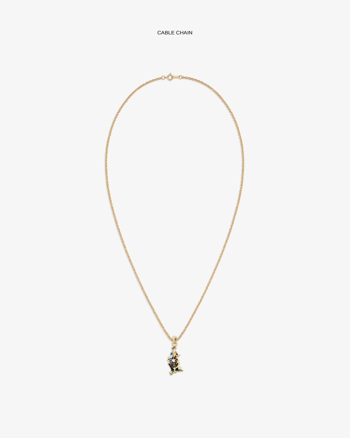14Kt Gold Musician Pendant on a slim cable chain, centered on a plain white background.
