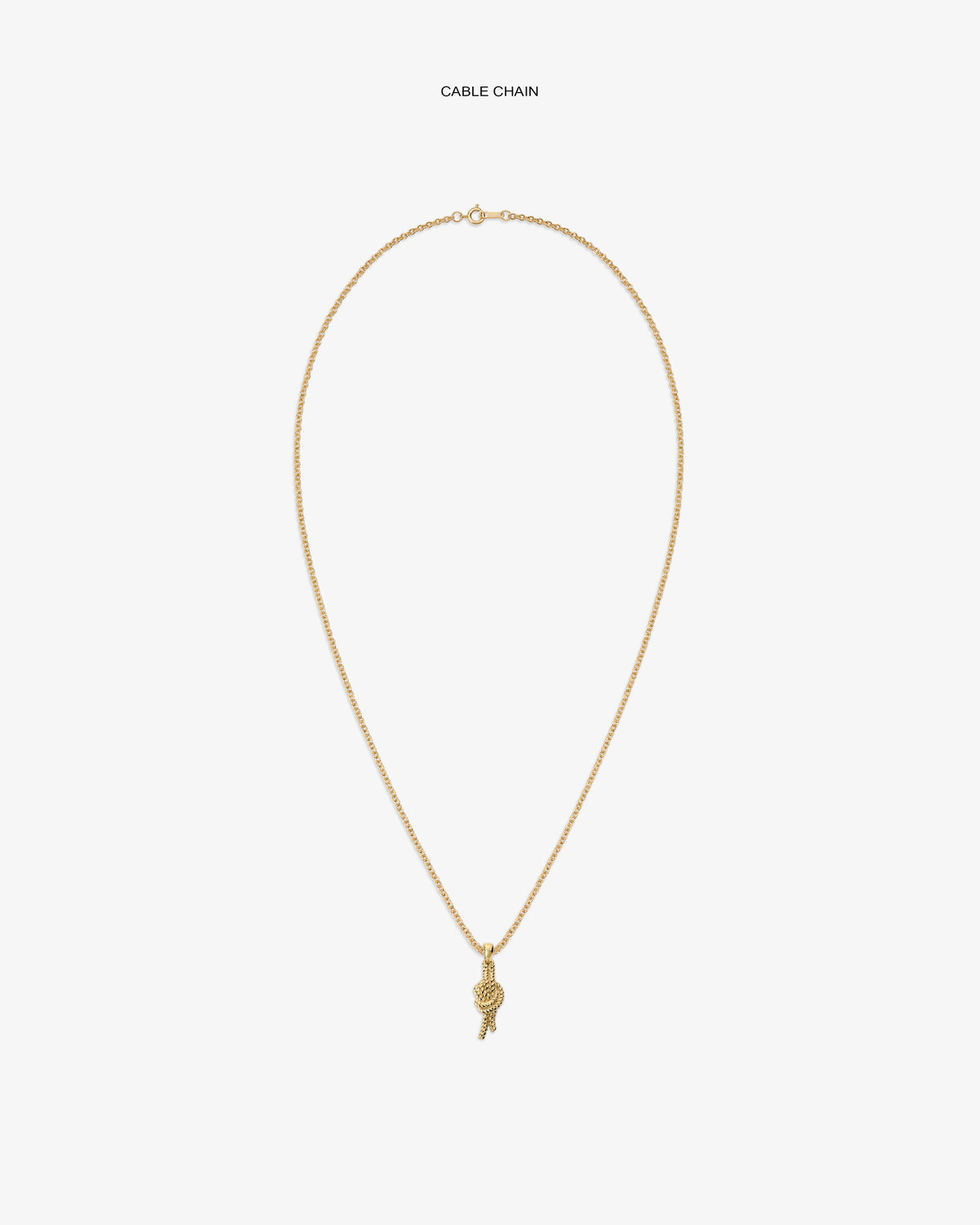 14Kt Gold Nautical Knot Pendant on a delicate chain with clasp, shown against a plain white background.