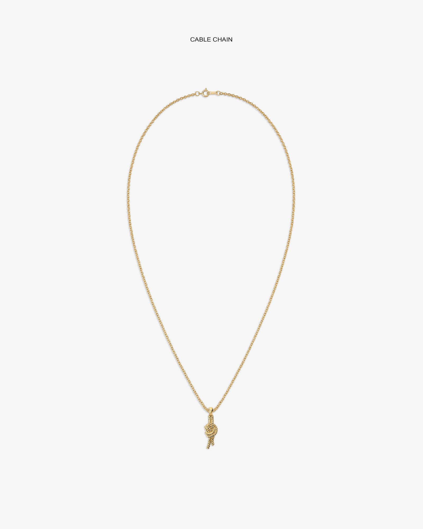 14Kt Gold Nautical Knot Pendant on a delicate chain with clasp, shown against a plain white background.