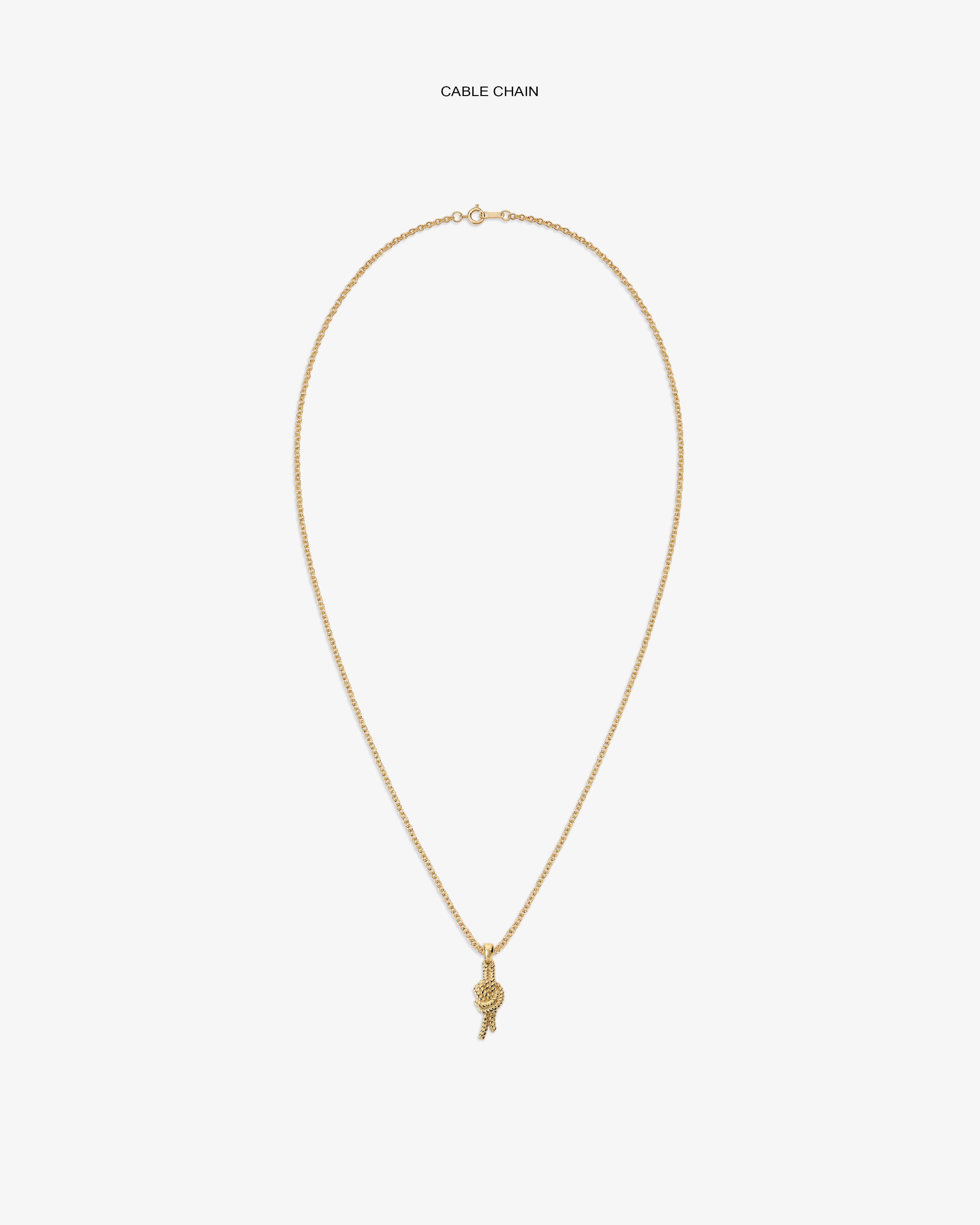 14Kt Gold Nautical Knot Pendant on a delicate chain with clasp, shown against a plain white background.