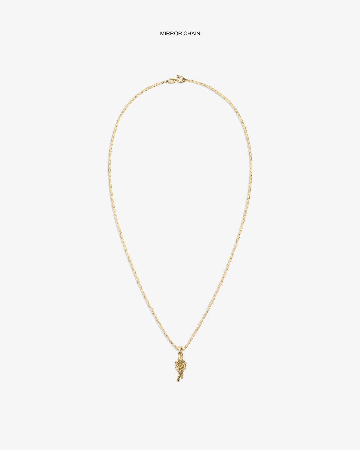 14Kt gold necklace with a nautical knot pendant, shown on a white background.