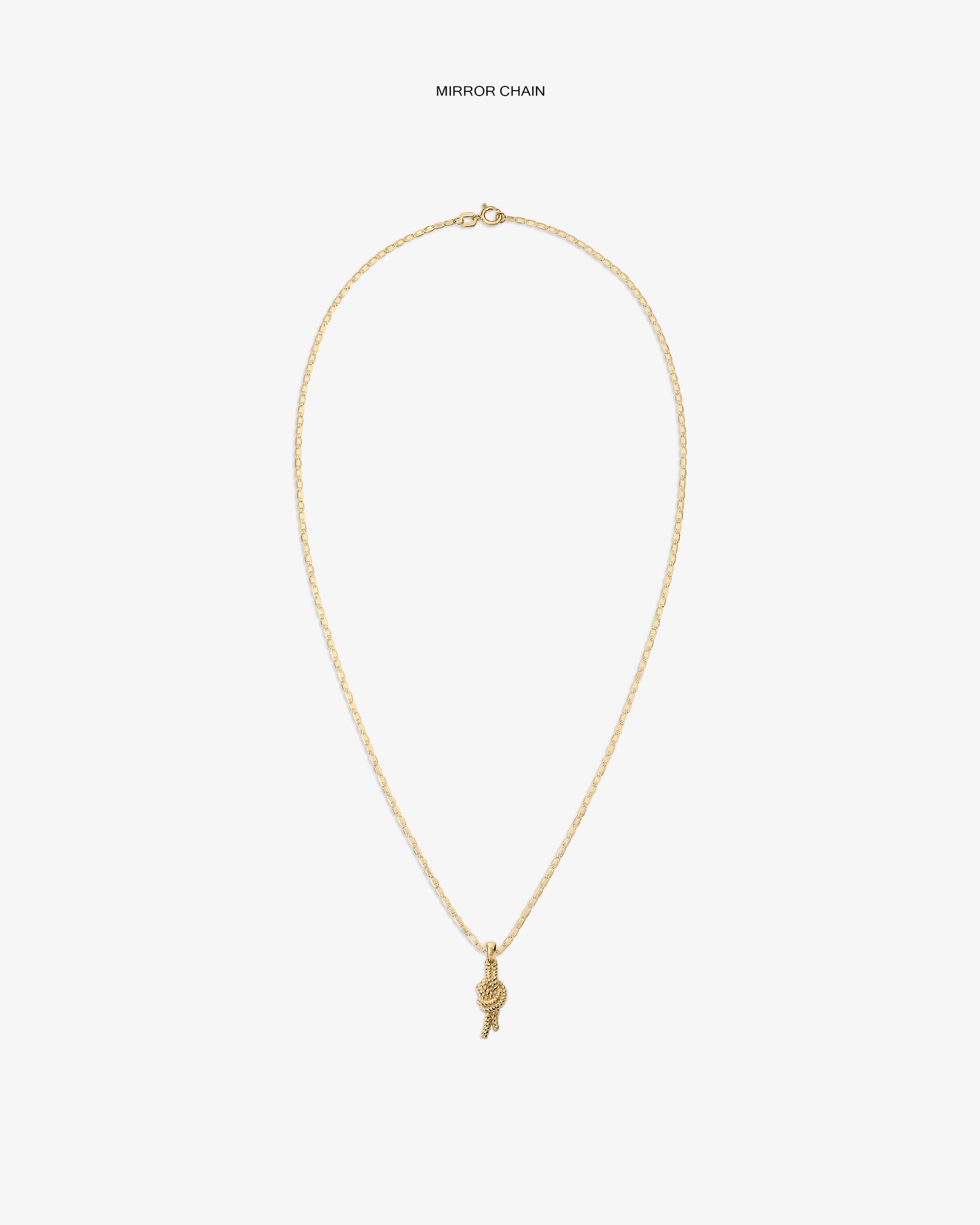 14Kt gold necklace with a nautical knot pendant, shown on a white background.