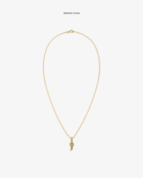 14Kt gold necklace with a nautical knot pendant, shown on a white background.