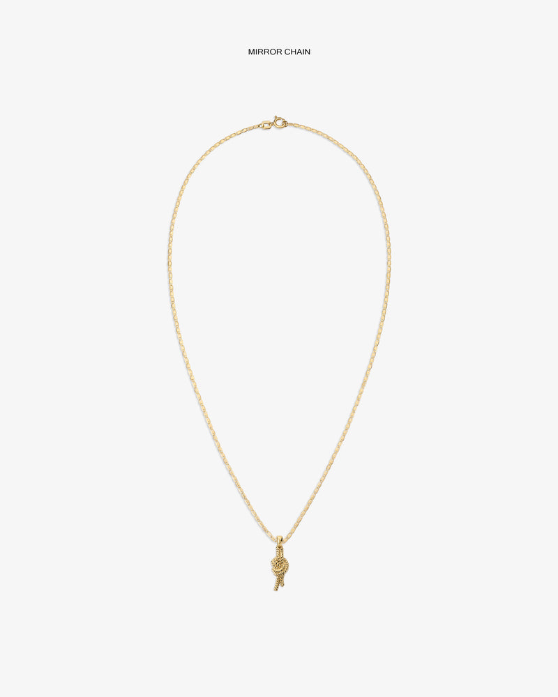 14Kt gold necklace with a nautical knot pendant, shown on a white background.