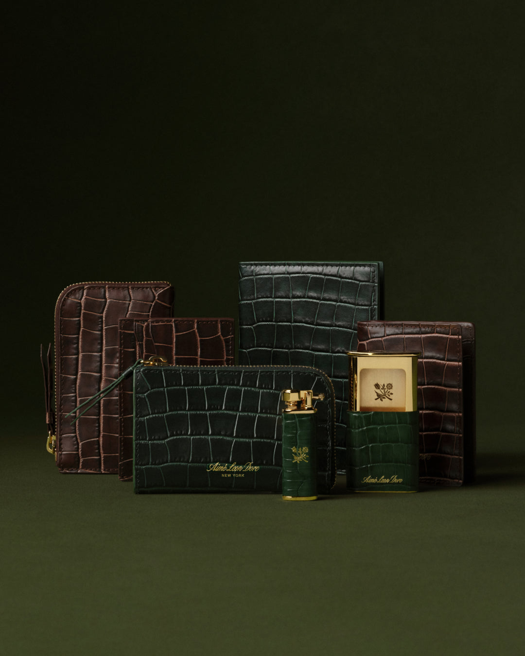 Croc-Embossed Leather Passport Holder