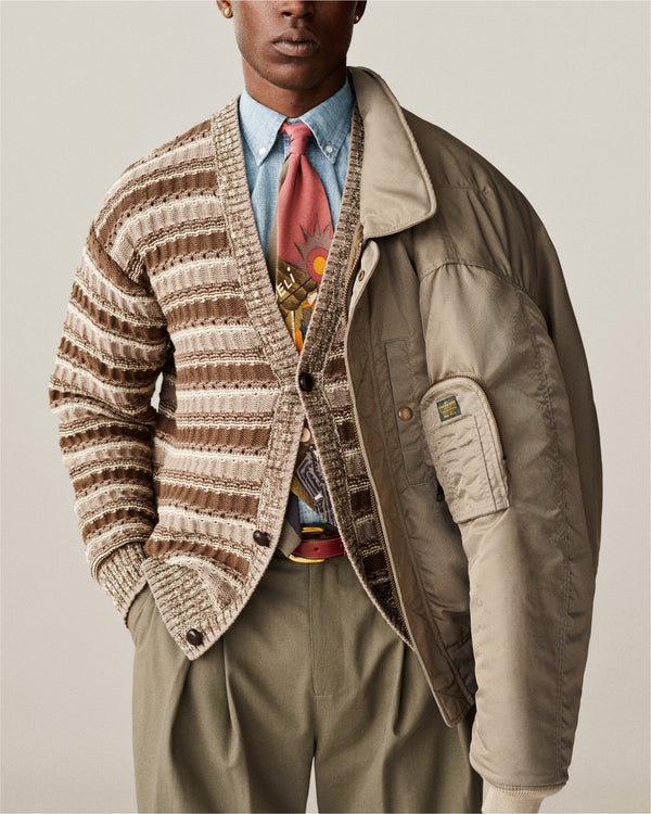 Jacquard Striped Cardigan