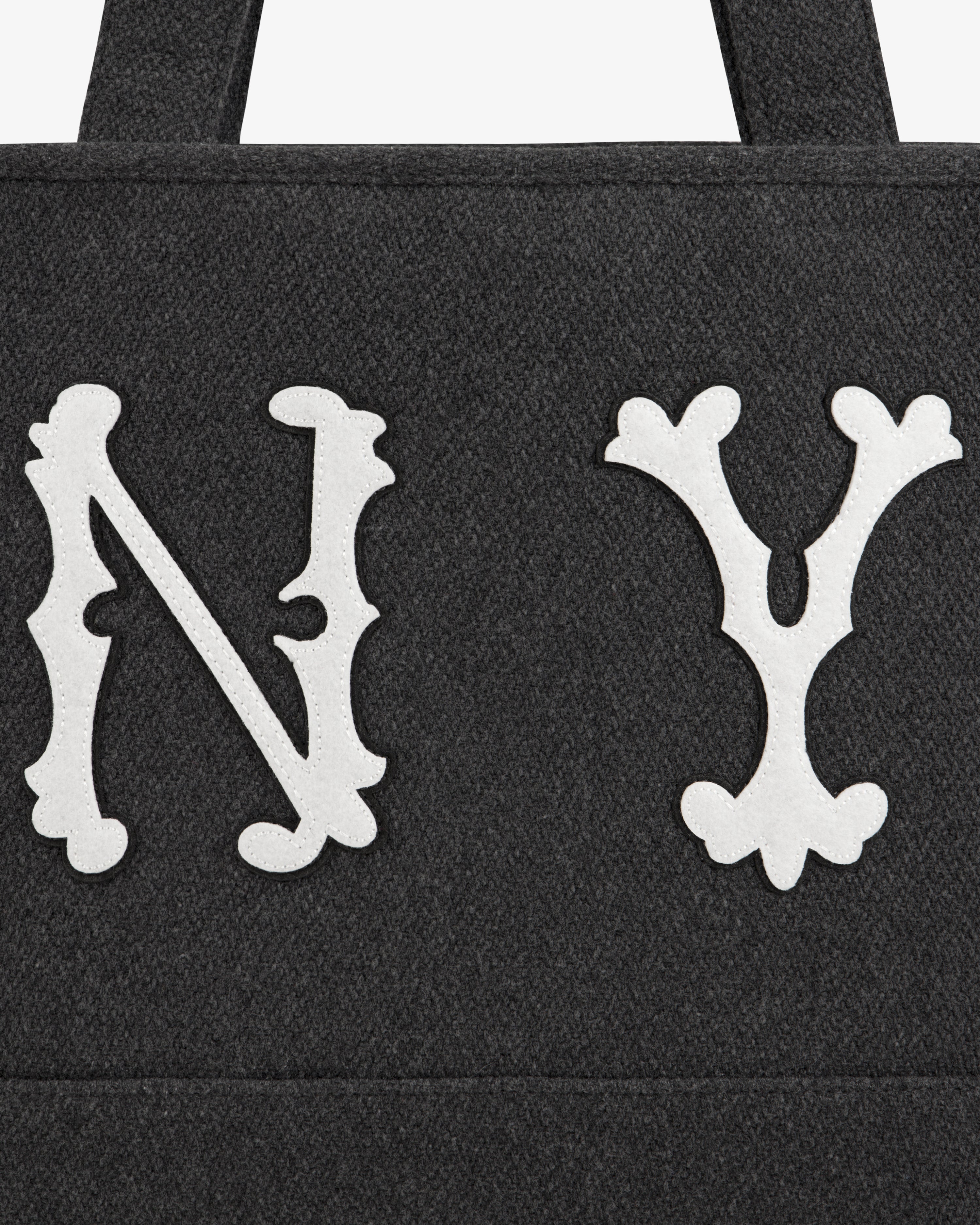 NY Highlanders Wool Tote Bag in dark gray with white NY lettering in a stylized athletic font.