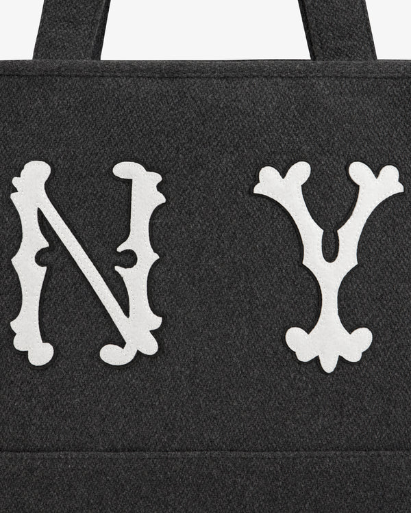 NY Highlanders Wool Tote Bag in dark gray with white NY lettering in a stylized athletic font.