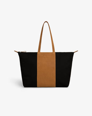 Leather Canvas Zip Tote