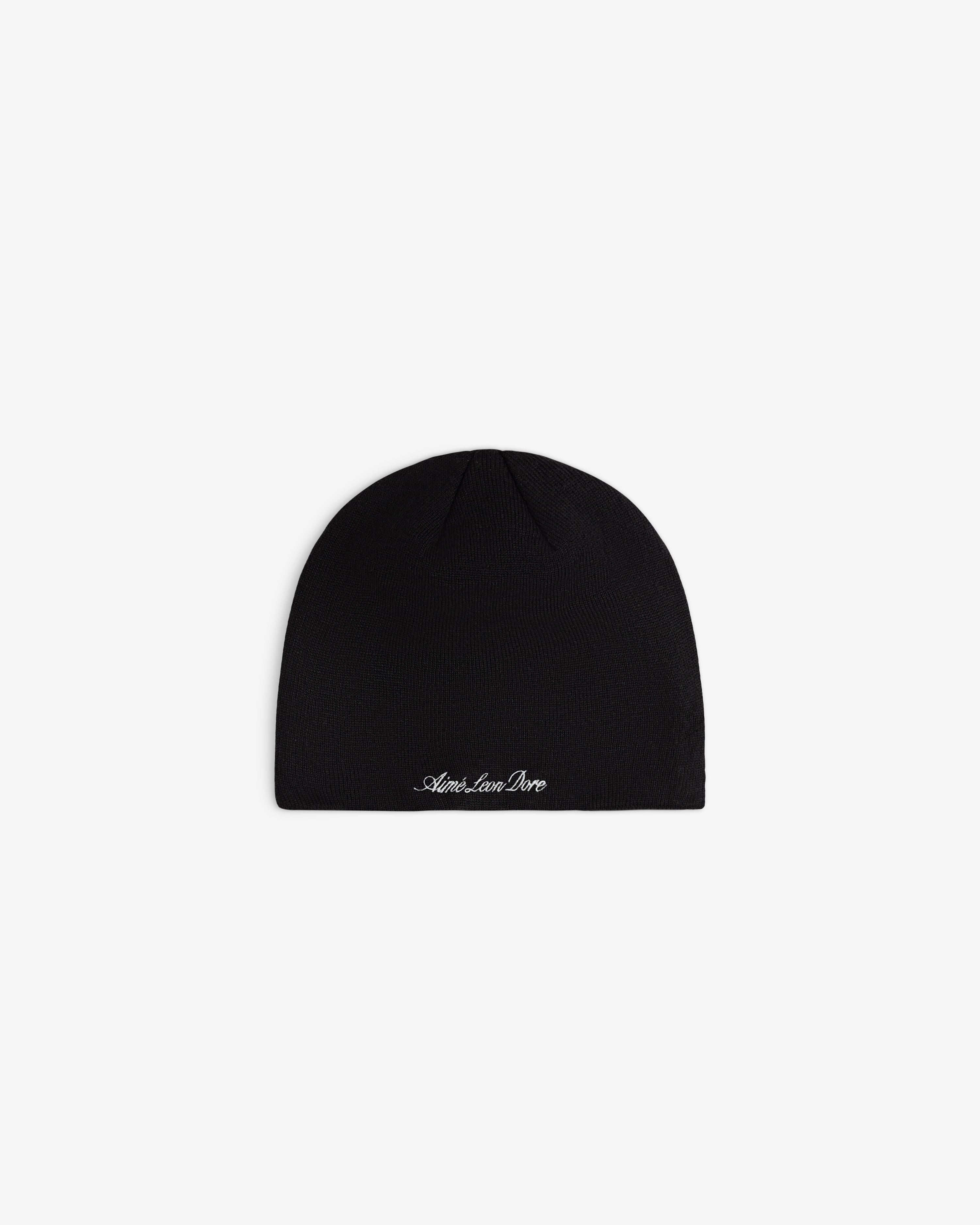 ALD / New Era Yankees Beanie, a black beanie with white embroidered script lettering at the base.