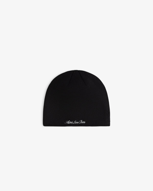 ALD / New Era Yankees Beanie, a black beanie with white embroidered script lettering at the base.