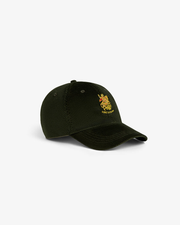 Dark green Saint George Corduroy Hat with a yellow crest and RALPH LAUREN embroidered on the front.