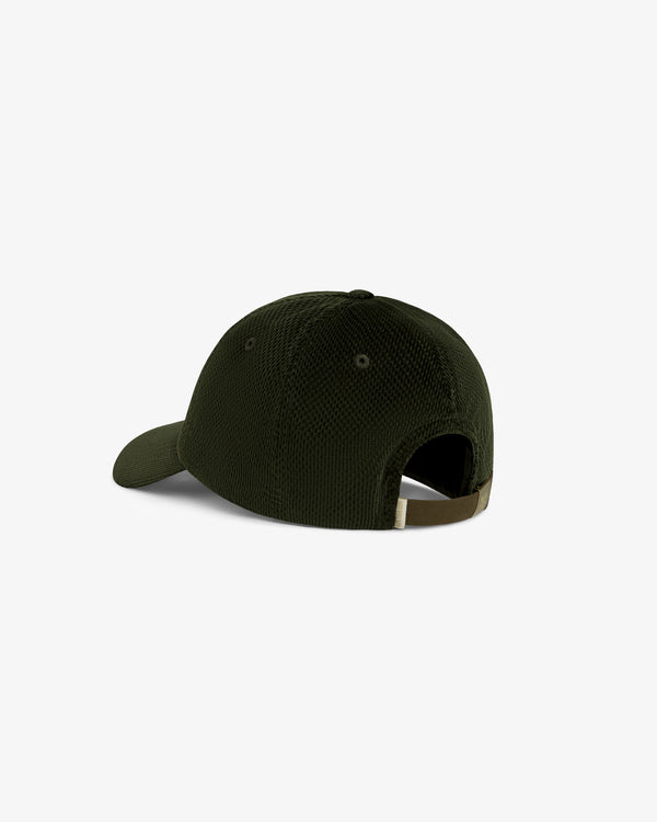 Saint George Corduroy Hat in dark green, back view, features textured corduroy and an adjustable strap.