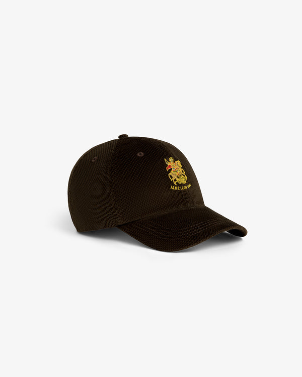 Brown Saint George Corduroy Hat with embroidered gold crest and “RALC LEGACY” text on the front.