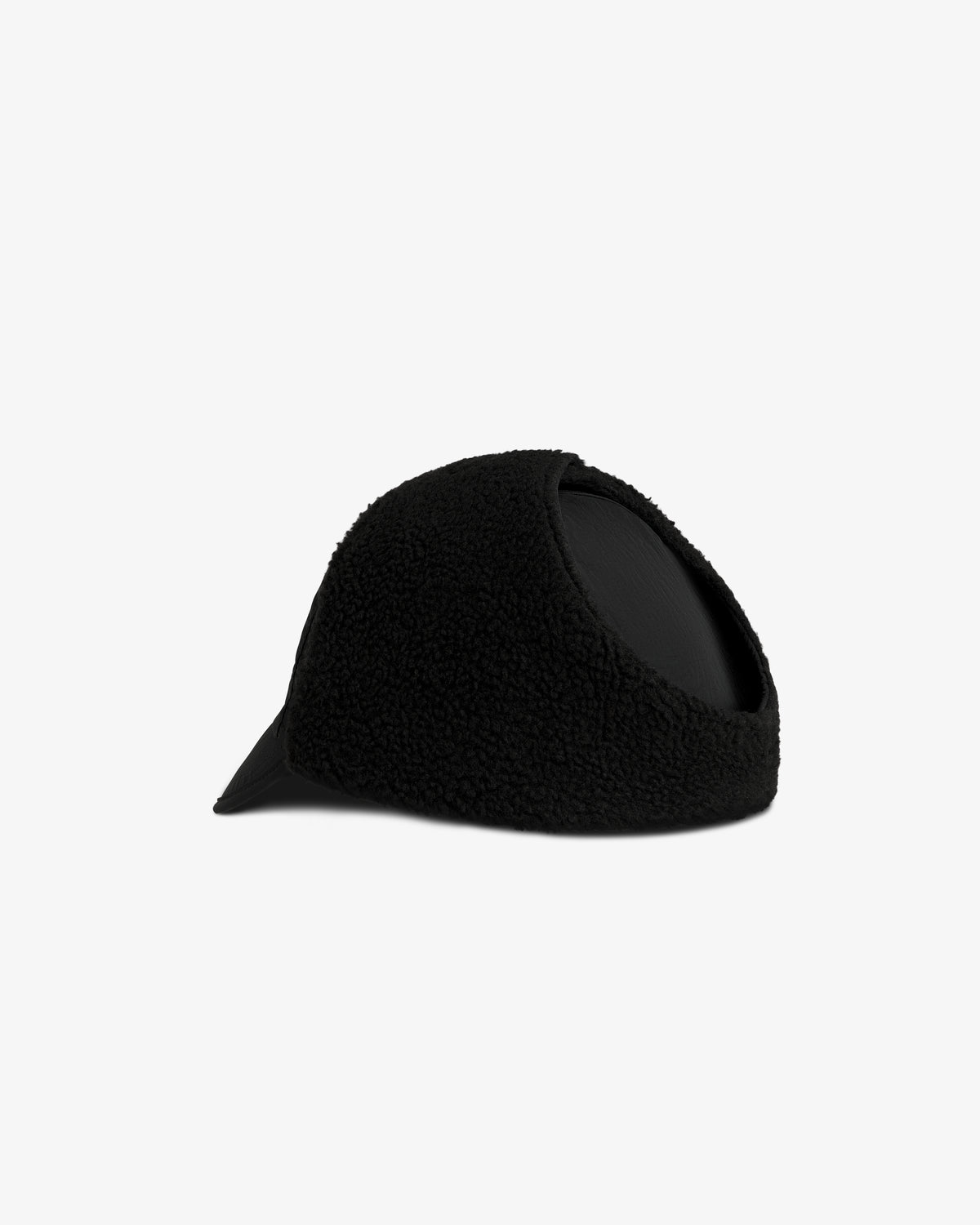 Black textured Fleece Lined Earflap Hat with fold-down earflaps.