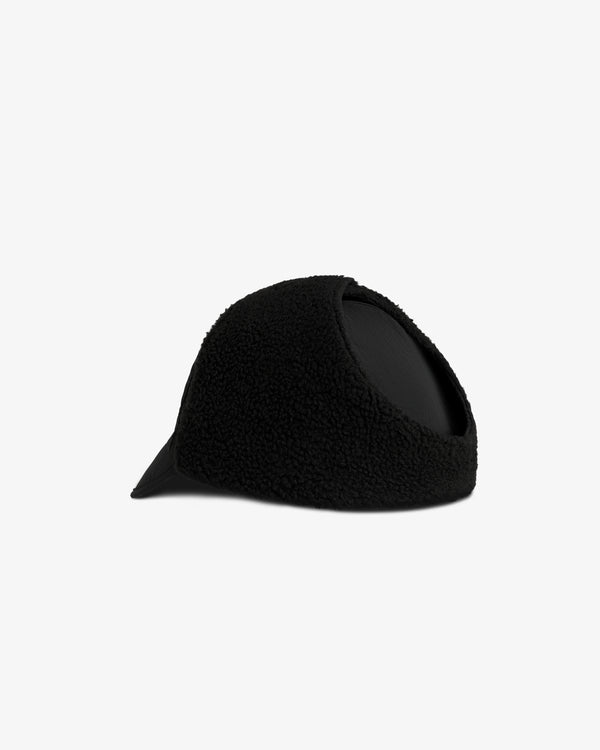 Black textured Fleece Lined Earflap Hat with fold-down earflaps.