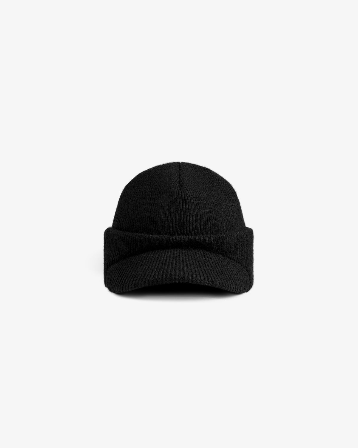 Black Wool Brim Beanie with a short visor.