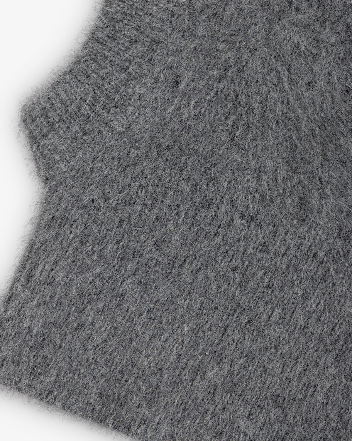 Close-up of a fuzzy gray Fox Fur Hood.