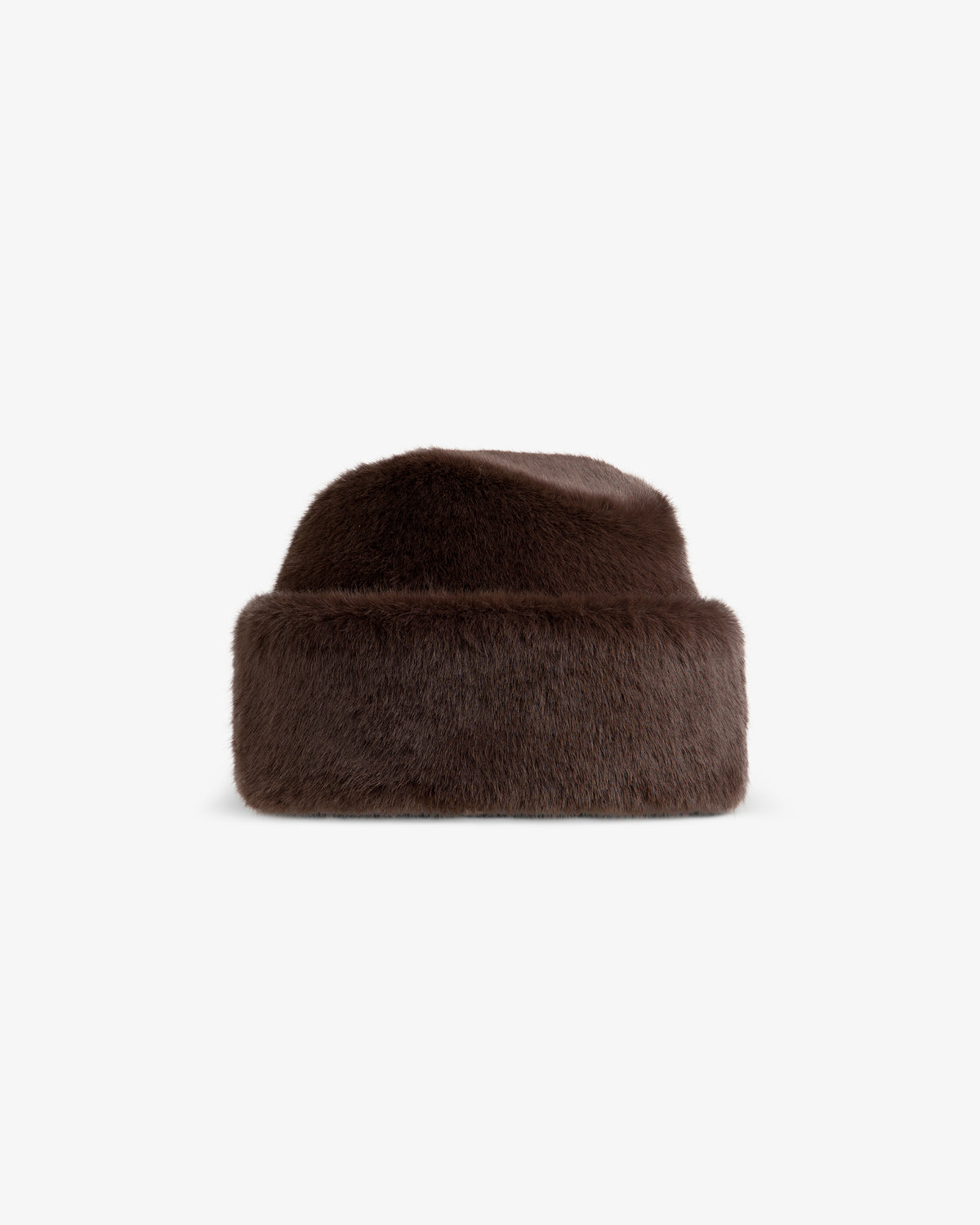 Dark brown faux fur Fur Envoy pillbox hat.