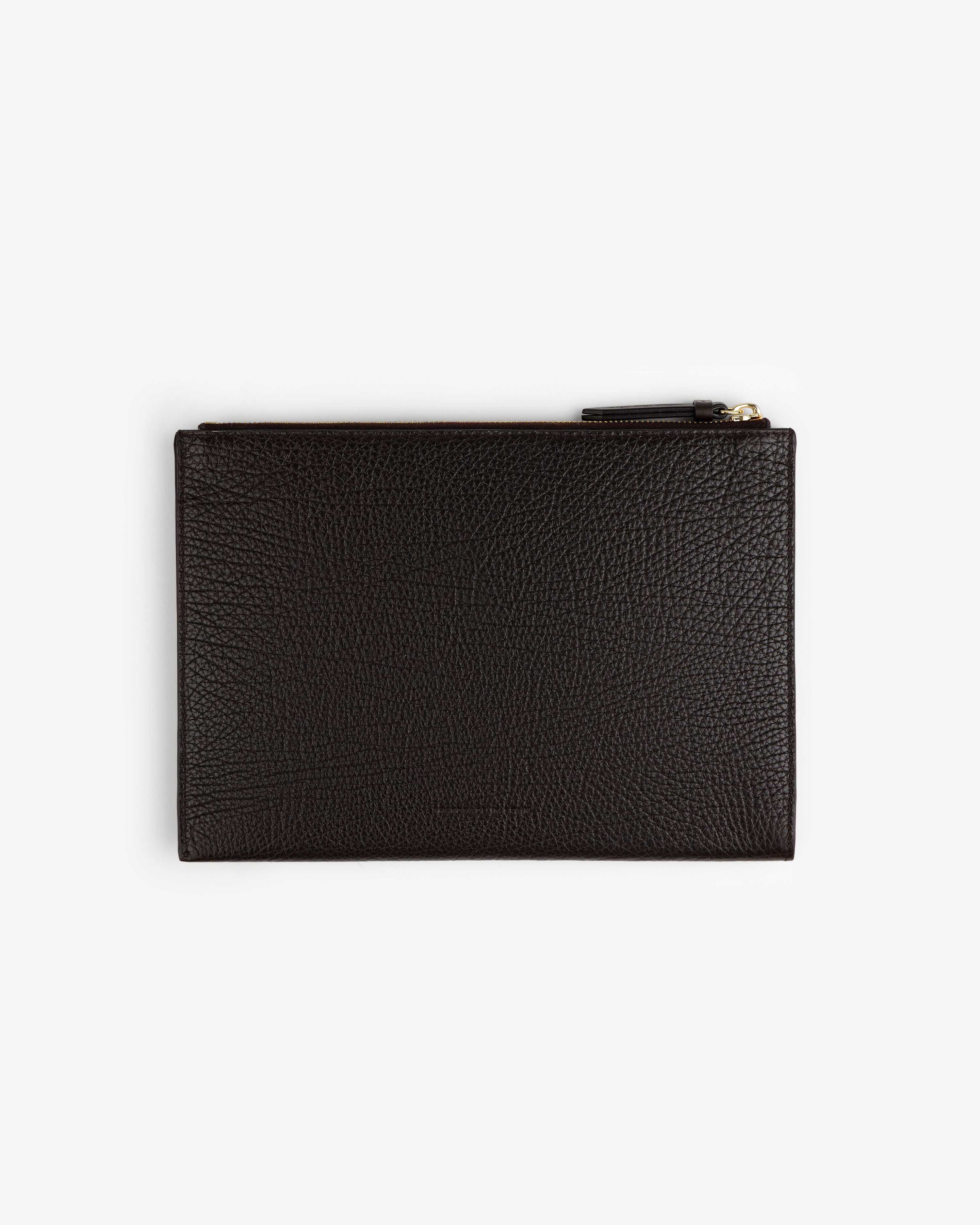The Small Tumbled Leather Pouch in dark brown is displayed on a plain white background.