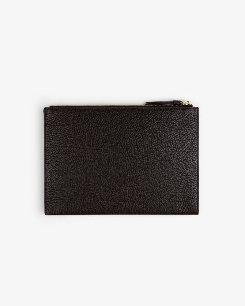 The Small Tumbled Leather Pouch in dark brown is displayed on a plain white background.