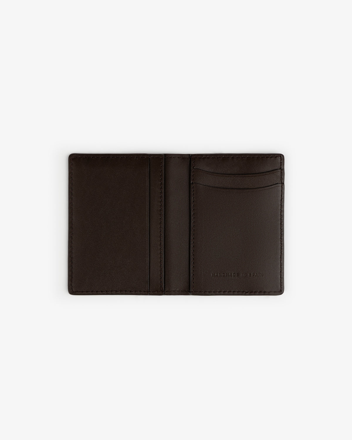 Tumbled Leather Bi-Fold Wallet in brown with right card slots and left pocket, shown on a white background.