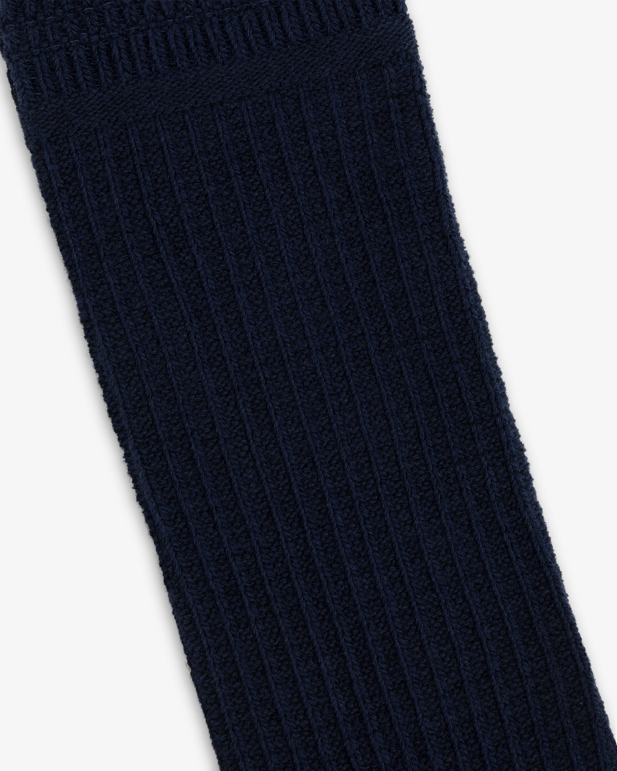 Dark navy blue Cotton Waffle Sock with a vertical ribbed texture and a ribbed cuff.