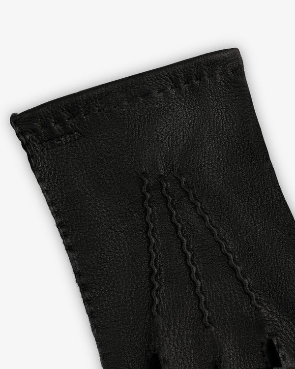 Henry Gloves in black leather with decorative stitching on the back.