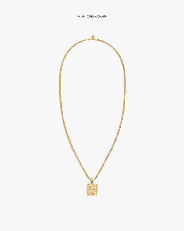 14Kt Gold Diamond Court Pendant necklace on a plain white background.