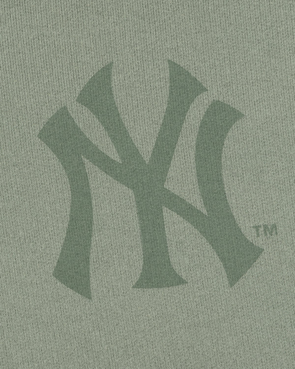 Gray Yankees Washed Full-Zip Hoodie featuring a dark gray interlocking NY logo for the New York Yankees.