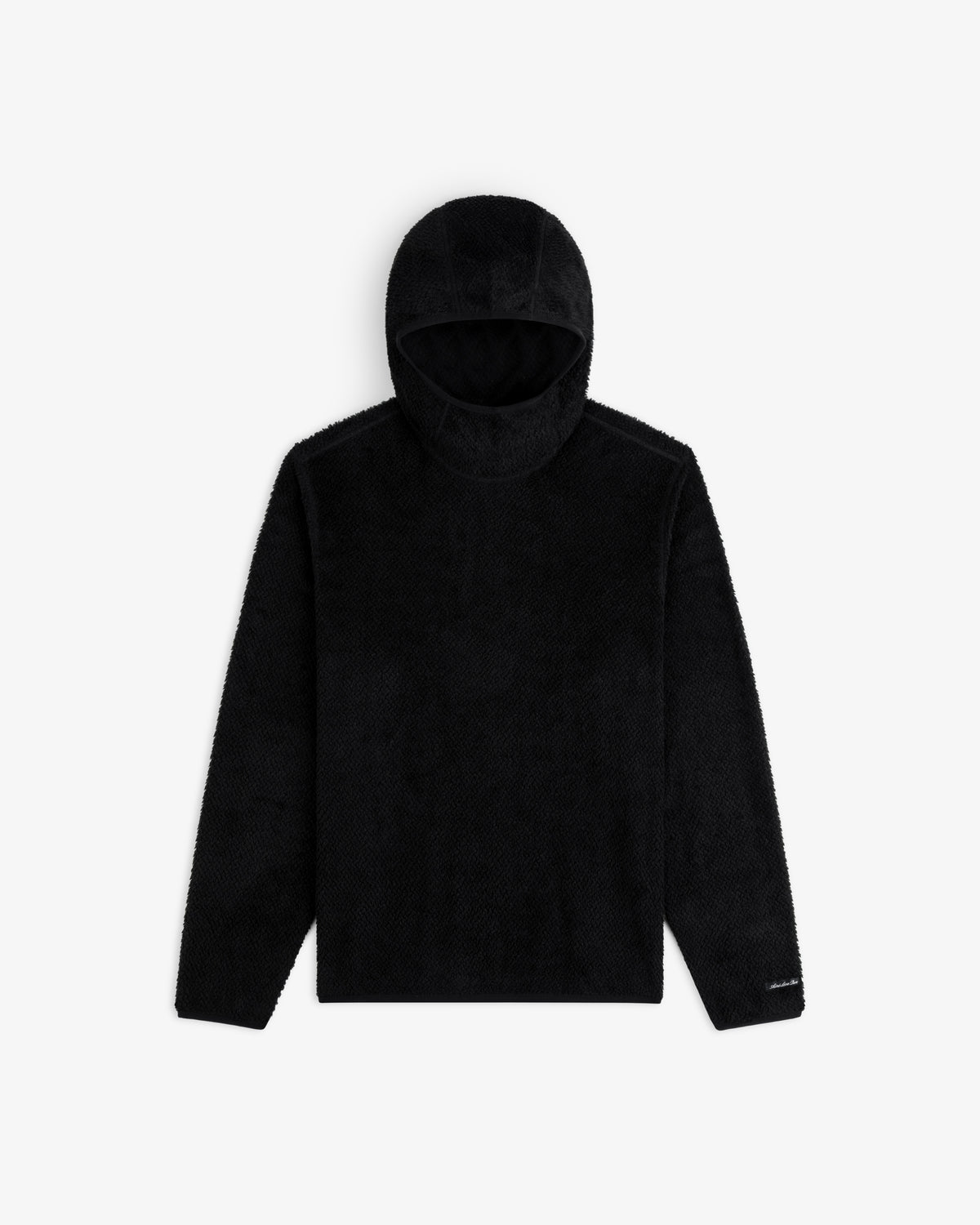 Black Fleece Performance Hoodie with a fitted hood and long sleeves.